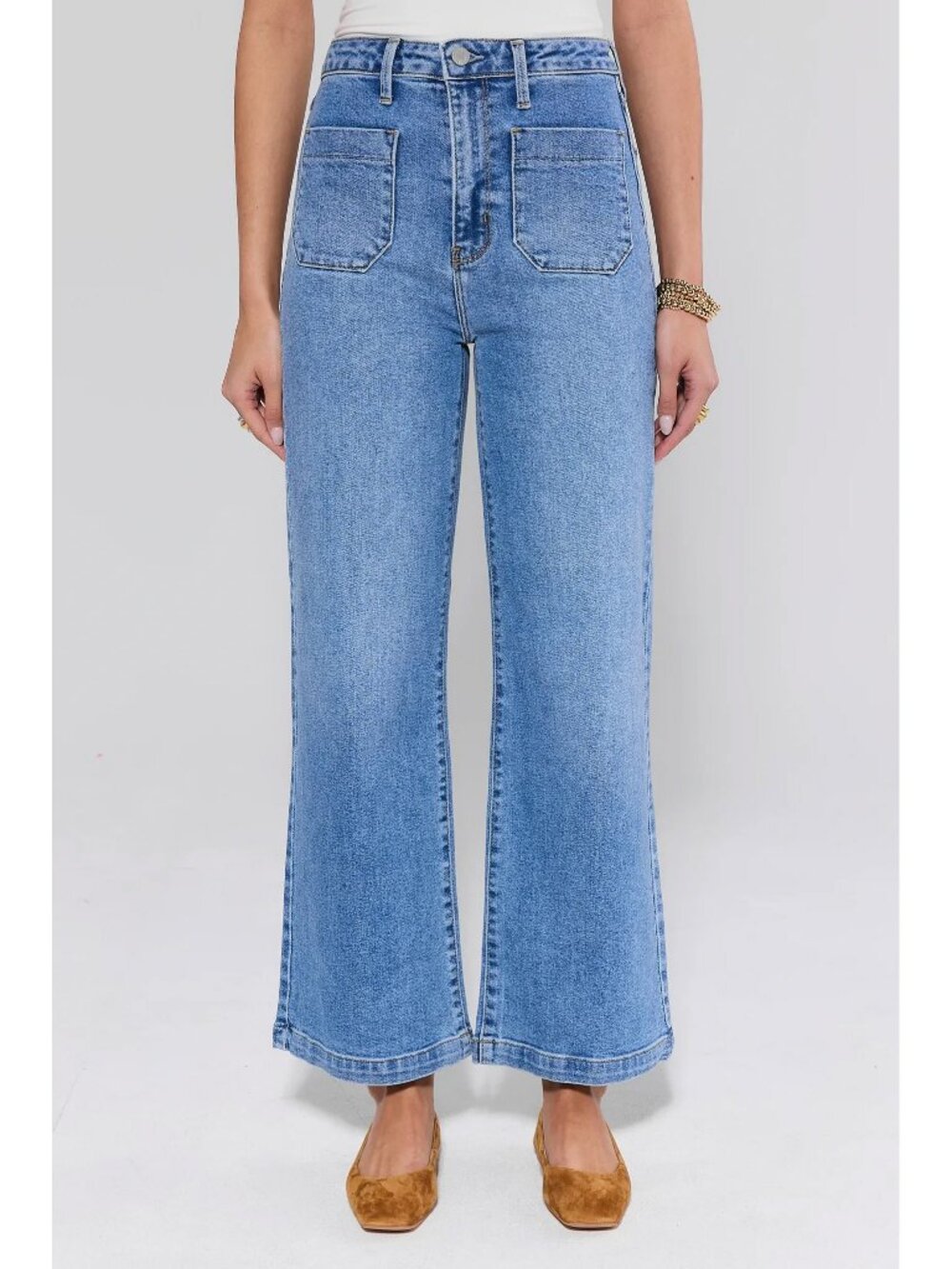 NWOT Avara Kimberly Medium Wash Patch Pocket Jeans by Just Black Denim - Size 26